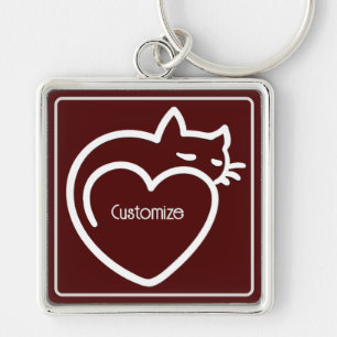 Chaveiro Logotipo branco personalizado de amor de gato