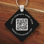 Chaveiro Logotipo, código QR e texto personalizado preto de<br><div class="desc">Chaveiro duplo com o seu logótipo personalizado,  código QR e texto personalizado num fundo a preto ou a cores personalizadas. Altere as cores das fontes,  mova e redimensione os elementos com a ferramenta design.</div>