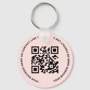 Chaveiro Logotipo Código QR Empresarial Rosa Bege