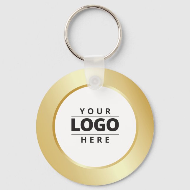 Chaveiro Logotipo comercial Código QR Branco Dourado Chavei (Frente)