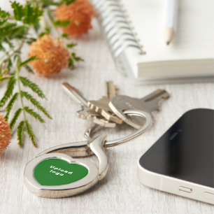 Chaveiro Logotipo comercial com fundo verde no Heart Metal