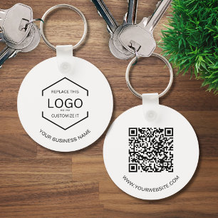 Chaveiro Logotipo comercial da empresa com código QR redond