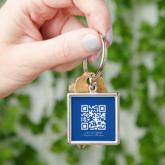 Chaveiro Logotipo comercial de mídia social Código QR Azul
