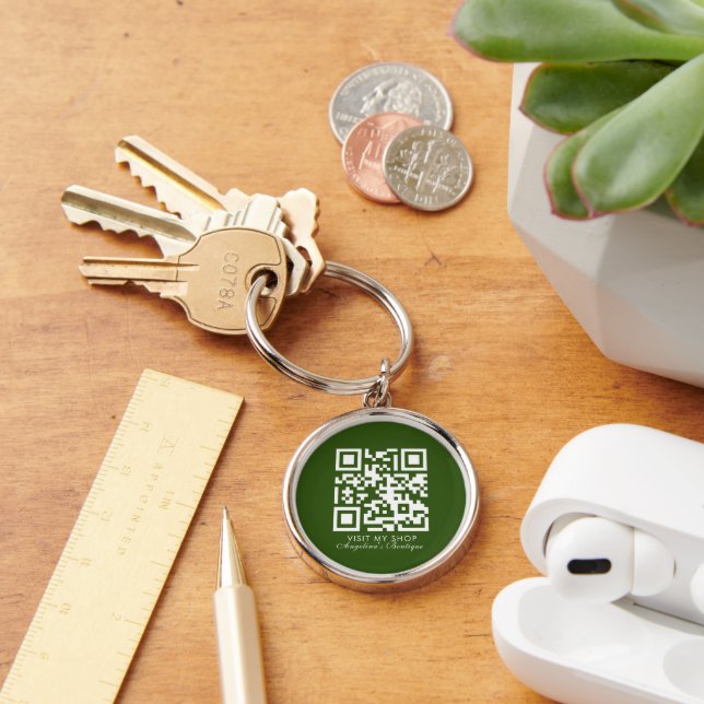 Chaveiro Logotipo comercial de mídia social Código QR verde (Mesa)