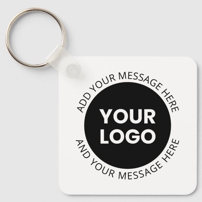 Chaveiro Logotipo comercial e texto editável Branco e Preto (Frente)