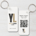Chaveiro Logotipo comercial limpo e código QR, Vertical da<br><div class="desc">Chaveiros personalizados de logotipo leve e à prova d'água com um design mínimo simples. Adicione seu URL para criar o código QR,  o logotipo e o texto.</div>