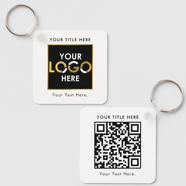 Chaveiro Logotipo comercial personalizado Código QR e texto (Custom Business Logo QR Code & Text Double Sided Keychain)