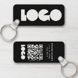 Chaveiro Logotipo comercial preto e código QR, horizontal d<br><div class="desc">Chaveiros personalizados de logotipo leve e à prova d'água com um design mínimo simples. Adicione seu URL para criar o código QR,  o logotipo e o texto.</div>