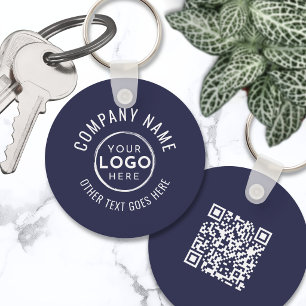 Chaveiro Logotipo da Empresa em Código QR Azul Marinho