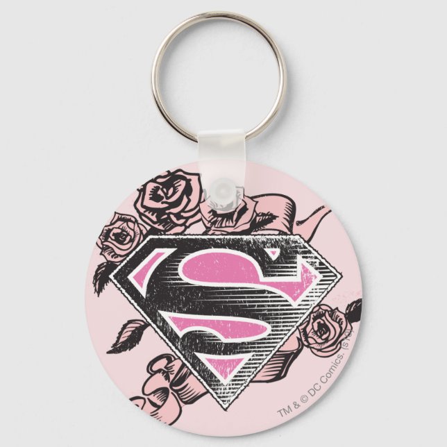 Chaveiro Logotipo da Supergirl com Rosas (Frente)
