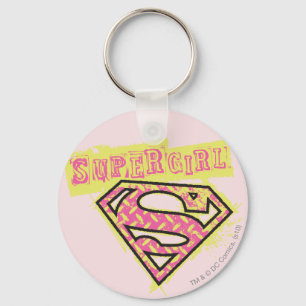 Chaveiro Logotipo da Supergirl Grunge rosa
