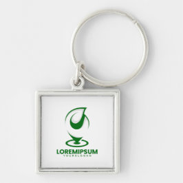 Chaveiro Logotipo de gota de água abstrata verde e globo