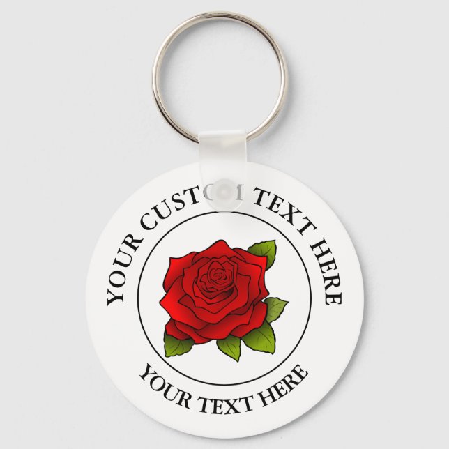 Chaveiro Logotipo de Ícone de Texto Personalizado de rosa v (Frente)