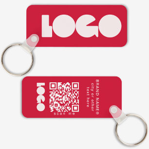 Chaveiro Logotipo de negócios vermelho e código QR, Horizon