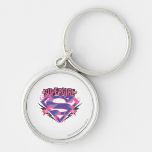 Chaveiro Logotipo de Supergirl Pink e Purple Grunge