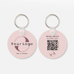 Chaveiro Logotipo e código QR de 2 lados Blush - Empresa ro<br><div class="desc">Chaveiros personalizados de logotipo leve e à prova d'água com um design mínimo simples. Adicione seu URL para criar o código QR,  o logotipo e o texto.</div>