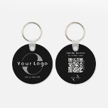 Chaveiro Logotipo e código QR lado 2 na Black Company Busin<br><div class="desc">Chaveiros personalizados de logotipo leve e à prova d'água com um design mínimo simples. Adicione seu URL para criar o código QR,  o logotipo e o texto. - disponível em várias cores para se adequar à sua identidade de marca,  você pode encontrá-la aqui: https://www.zazzle.com/collections/business_double_sided_keychains-119019686064790535</div>