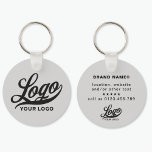 Chaveiro Logotipo e nome lado na empresa Light cinza Busine<br><div class="desc">Luz do promocional personalizável e Chaveiro de logotipo à prova d'água com um design simples. Adicione seu logotipo e texto.</div>