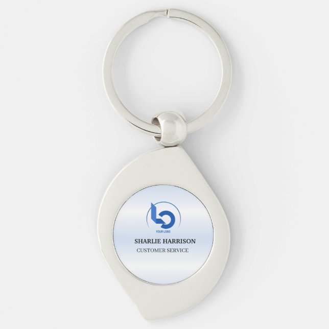 Chaveiro Logotipo Empresarial | Funcionário Azul Minimalist (Frente)