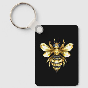 Chaveiro Logotipo Faux Gold Foil Polygonal da Abelha em Pre