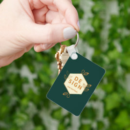 Chaveiro logotipo hexagonal de creme decorativo em um verde