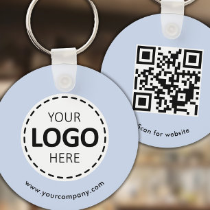 Chaveiro Logotipo personalizado, código QR e texto, azul be