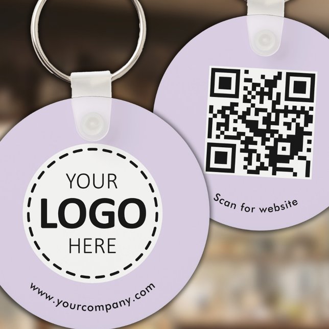 Chaveiro Logotipo personalizado, código QR e texto, Lavanda (Criador carregado)