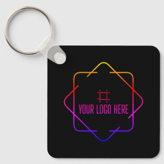 Chaveiro Logótipo personalizado, código QR e texto preto de