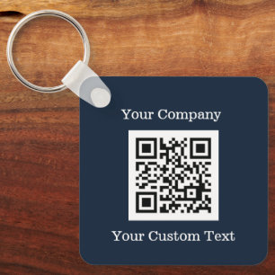 Chaveiro Logotipo personalizado Código QR Texto Marinho Azu
