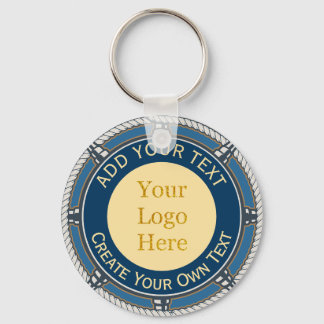 Chaveiro Logotipo Personalizado Corporativo Azul e Dourado