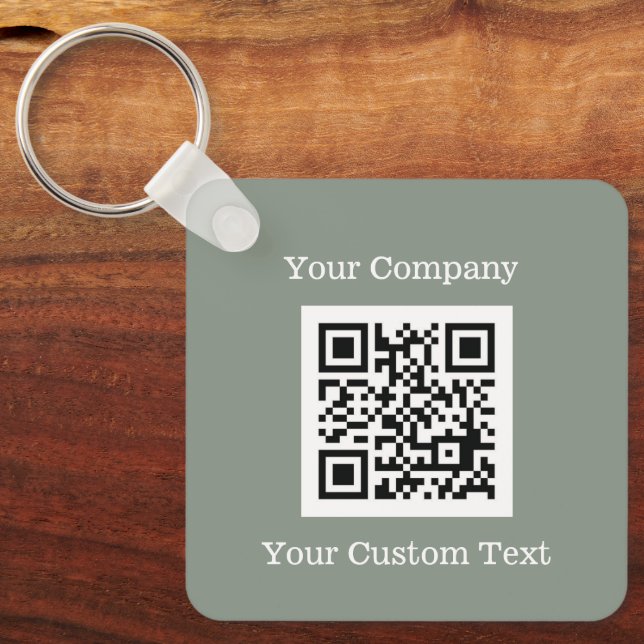 Chaveiro Logotipo personalizado QR Code Texto Sage Empresa  (Frente)