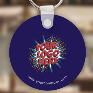 Chaveiro Logotipo Personalizado, Texto Personalizado, Azul