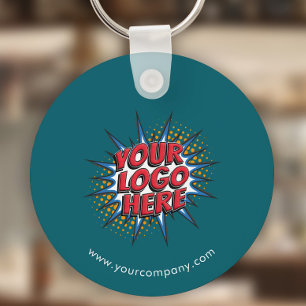 Chaveiro Logotipo Personalizado, Texto Personalizado, Teal