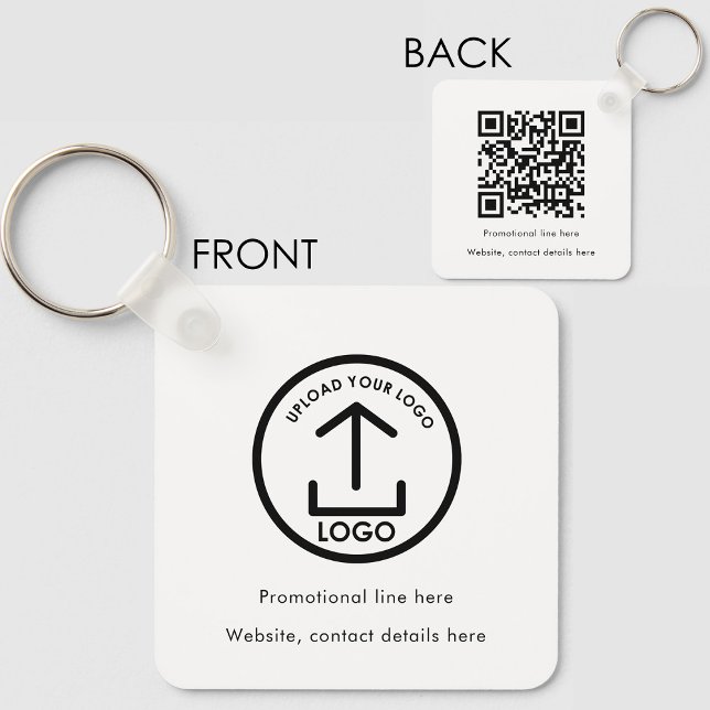 Chaveiro Logotipo profissional Texto Promo QR (Professional Business Logo Text Promo QR Code Keychain)