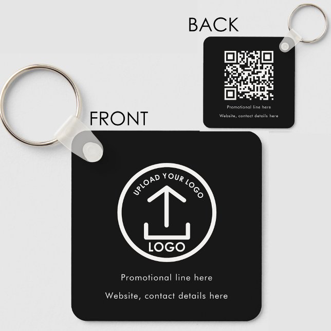 Chaveiro Logotipo profissional Texto Promo QR (Professional Business Logo Text Promo QR Code Keychain)