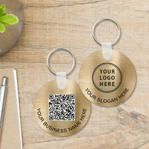 Chaveiro Logotipo QR Código Promocional Dourado