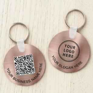 Chaveiro Logotipo QR Código Rosa Promocional Dourado