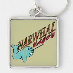 Chaveiro Logotipo retro do bacon de Narwhal