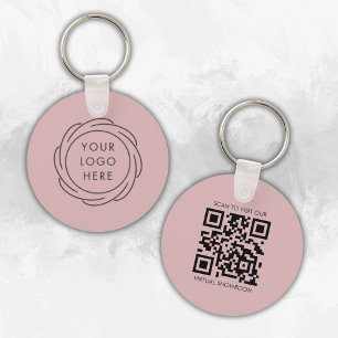 Chaveiro Logotipo simples Código QR Código comercial Rosa
