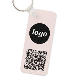 Chaveiro Logotipo simples Código QR Empresa<br><div class="desc">Adicione seu próprio logotipo e código QR a este design profissional minimalista impressionante. Excelente para marcas de funcionários ou como promocional para seus funcionários,  clientes e clientes.</div>