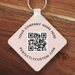 Chaveiro Logotipo, texto do código QR, cor-de-rosa claro co<br><div class="desc">Chaveiro cor-de-rosa claro com dois lados com o seu logotipo personalizado,  código QR e texto personalizado. Altere as cores das fontes,  mova e redimensione os elementos com a ferramenta design.</div>