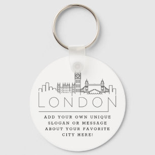 Chaveiro Londres, Inglaterra Estilizou Skyline   Slogan Per