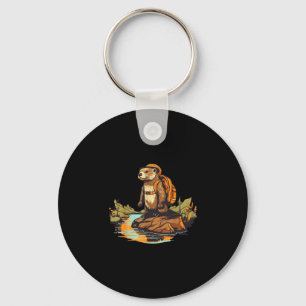 Chaveiro Lontra de rio de caminhada mochila animal ao ar li