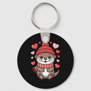 Chaveiro Lontra Kawaii de Dia dos Namorados Corações Cachec