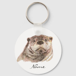 Chaveiro Lontra pequena engraçada, natureza animal bonito