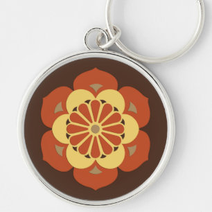 Chaveiro Lotus Flower Mandala, Brown, Rusta e Amarelo