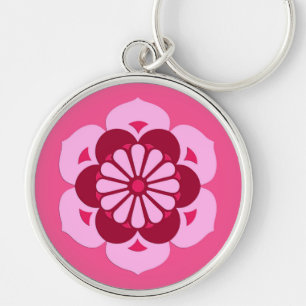 Chaveiro Lotus Flower Mandala, Fuchsia Pink e Burgundy