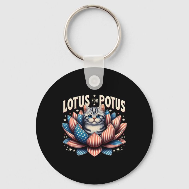 Chaveiro Lotus For Potus USA Flag Cat Lovers Kamala Harris (Frente)