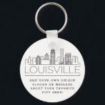 Chaveiro Louisville, KY Stylizou Skyline | Slogan Personali<br><div class="desc">Uma cadeia de chaves única representando a bela cidade de Louisville,  KY. Este chaveiro apresenta uma ilustração estilizada do horizonte único da cidade com seu nome embaixo. Por baixo do nome da cidade está um lugar para o seu slogan ou afirmação exclusivo sobre a sua cidade favorita.</div>