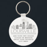 Chaveiro Louisville, KY Stylizou Skyline | Slogan Personali<br><div class="desc">Uma cadeia de chaves única representando a bela cidade de Louisville,  KY. Este chaveiro apresenta uma ilustração estilizada do horizonte único da cidade com seu nome embaixo. Por baixo do nome da cidade está um lugar para o seu slogan ou afirmação exclusivo sobre a sua cidade favorita.</div>